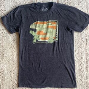 Graphic Tee with Turtle Design - Black